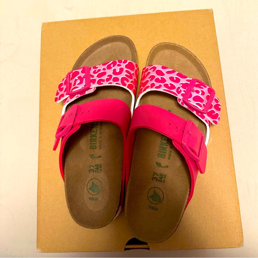 Birkenstock Two Strap Sandals Hot Pink & Pink Leopard – EU 37 / US 6